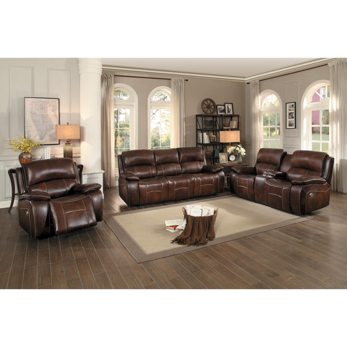 Homelegance Mahala Power Reclining Leather/Fabric Sofa 8200BRW-3PW IMAGE 4