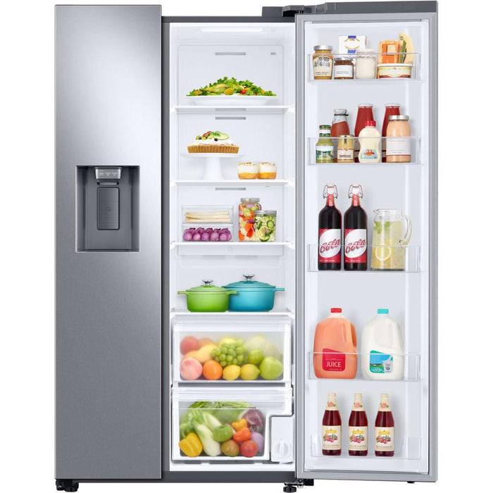 Samsung 36-inch, 22 cu.ft. Counter-Depth Side-by-Side Refrigerator with External Water and Ice Dispensing System RS22T5201SR/AA IMAGE 4