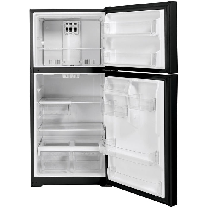 GE 30-inch, 19.2 cu. ft. Top Freezer Refrigerator with edge-to-edge glass shelves GTE19JTNRBB IMAGE 2