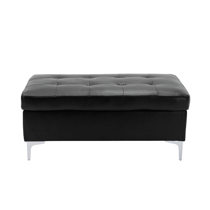 Homelegance Barrington Leather Look Ottoman 8378BLK-4 IMAGE 1