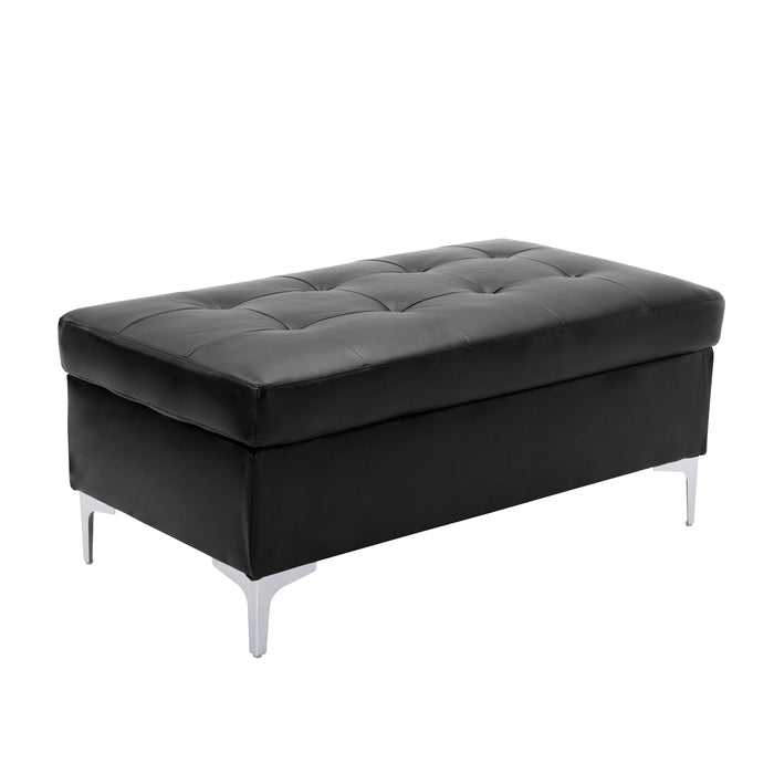 Homelegance Barrington Leather Look Ottoman 8378BLK-4 IMAGE 2