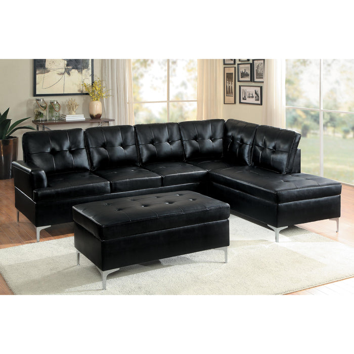 Homelegance Barrington Leather Look Ottoman 8378BLK-4 IMAGE 3