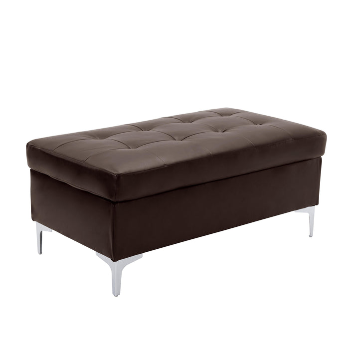 Homelegance Barrington Leather Look Ottoman 8378BRW-4 IMAGE 2