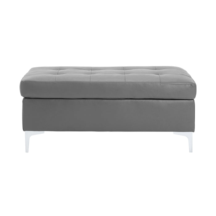 Homelegance Barrington Leather Look Ottoman 8378GRY-4 IMAGE 1