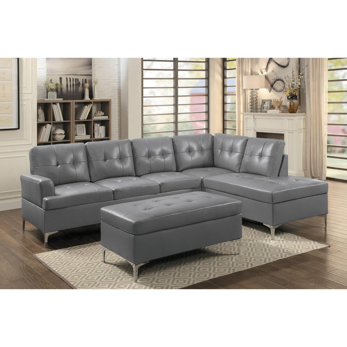 Homelegance Barrington Leather Look Ottoman 8378GRY-4 IMAGE 3