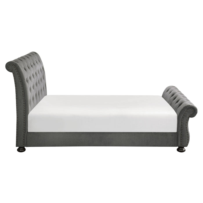 Homelegance Crofton Queen Upholstered Sleigh Bed 1549GY-1* IMAGE 4