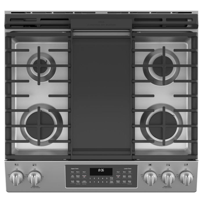 GE 30-inch Slide-in Gas Range with True European Convection Technology JGSS86SPSS IMAGE 4