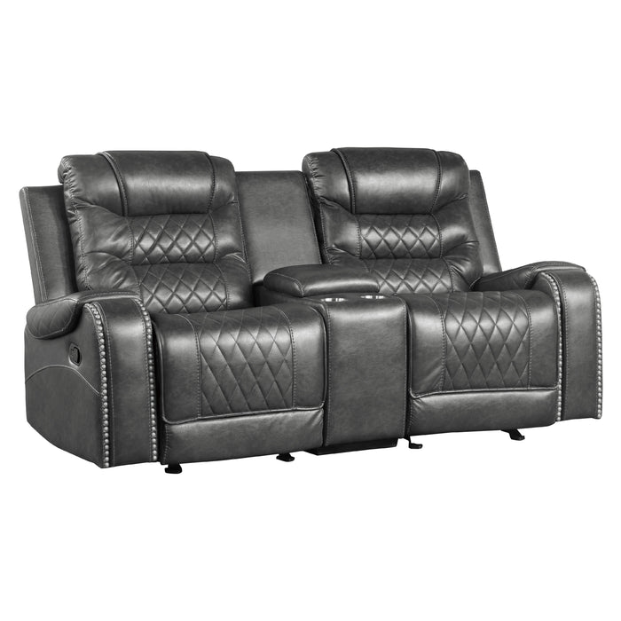 Homelegance Putnam Reclining Fabric Loveseat 9405GY-2 IMAGE 2