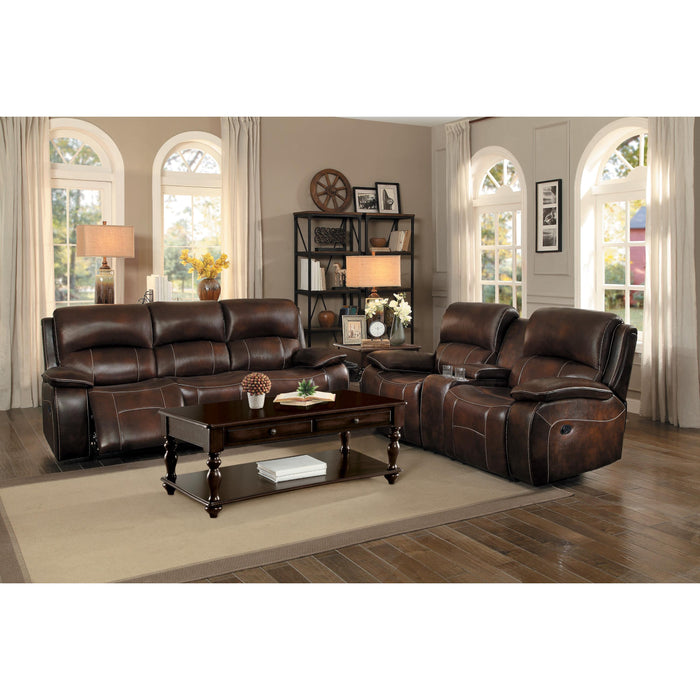 Homelegance Mahala Reclining Leather Sofa 8200BRW-3 IMAGE 2