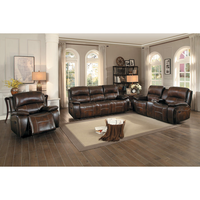 Homelegance Mahala Reclining Leather Sofa 8200BRW-3 IMAGE 3