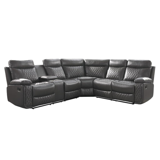 Homelegance Socorro Reclining Leather Match 3 pc Sectional 9599GRY*SC IMAGE 1