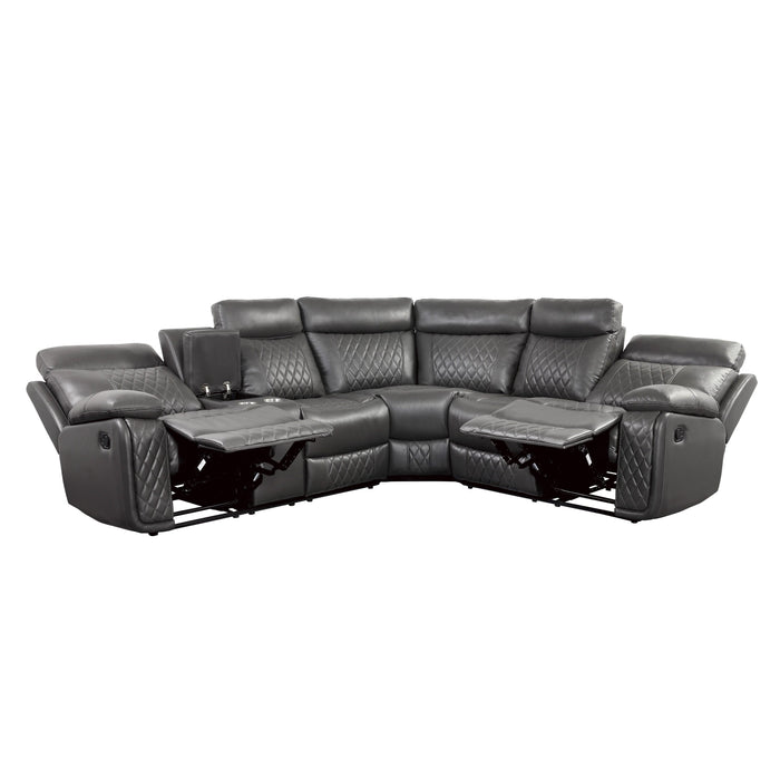 Homelegance Socorro Reclining Leather Match 3 pc Sectional 9599GRY*SC IMAGE 3