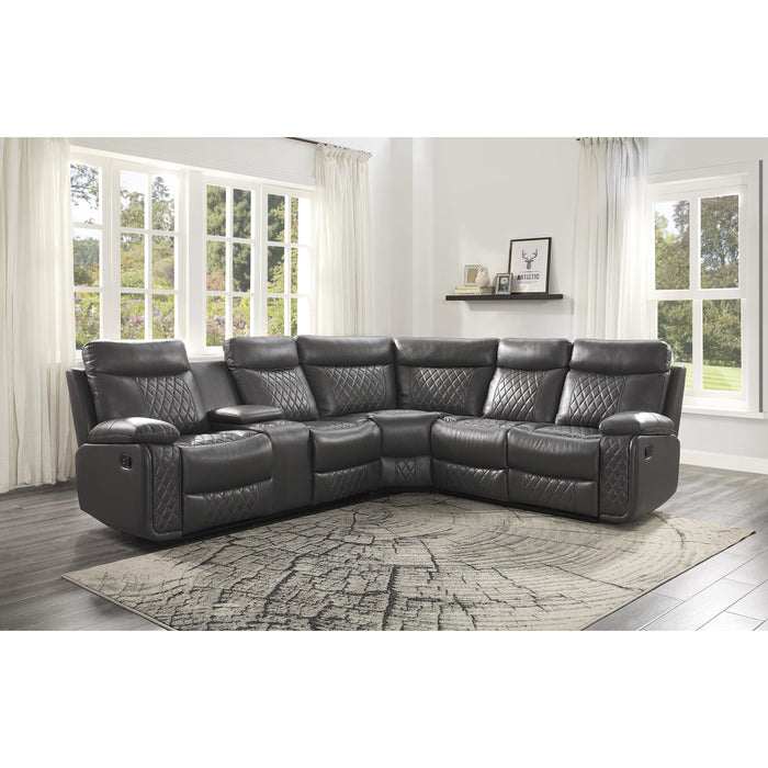 Homelegance Socorro Reclining Leather Match 3 pc Sectional 9599GRY*SC IMAGE 5