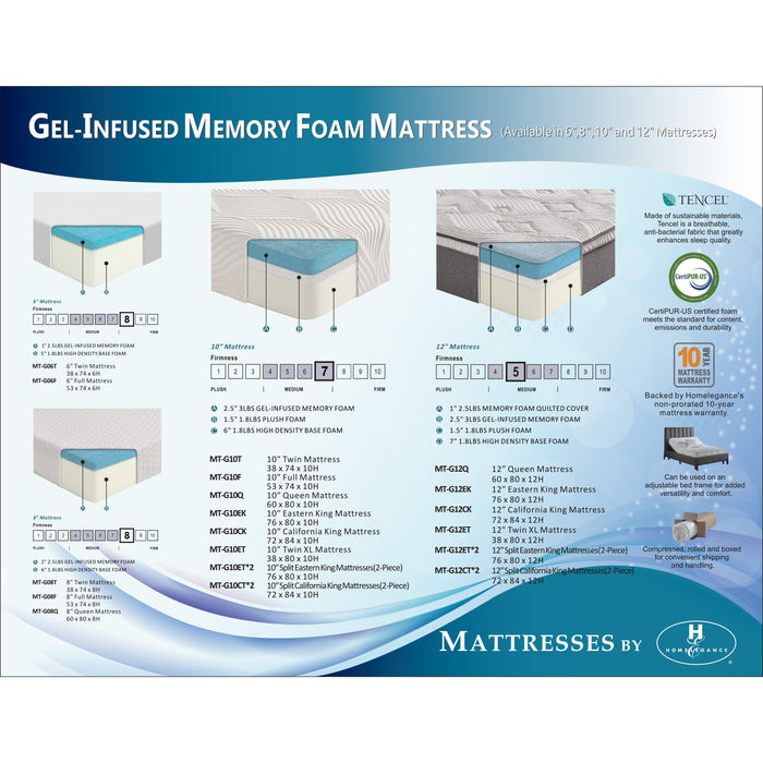 Homelegance Altair MT-G10ET*2 10" Split Eastern King Gel-Infused Memory Foam Mattress (2 pc) IMAGE 8