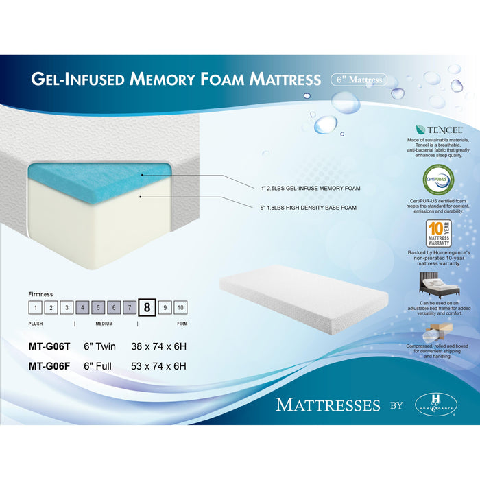 Homelegance Altair MT-G06F 6" Full Gel-Infused Memory Foam Mattress - White IMAGE 8