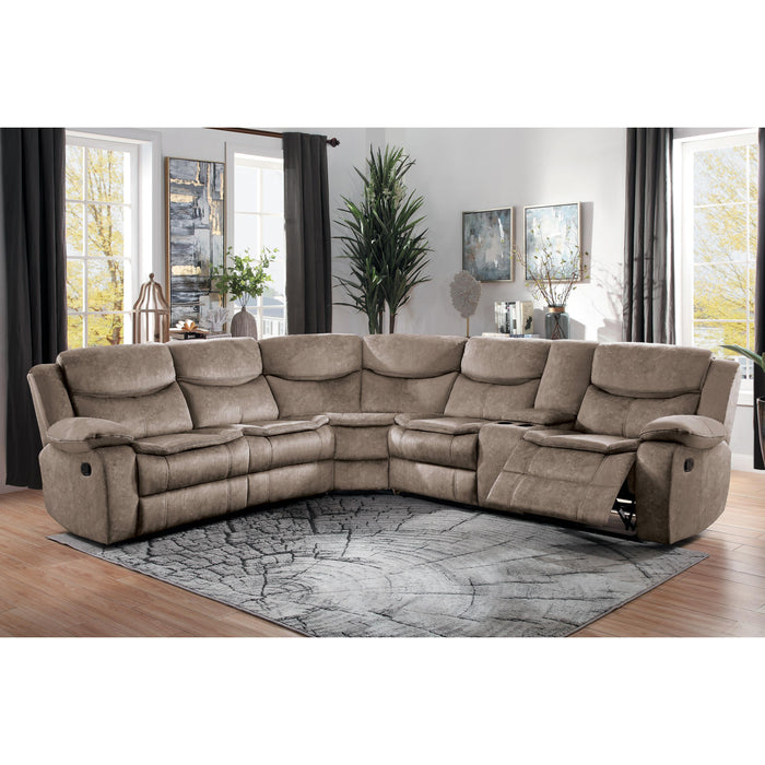 Homelegance Bastrop Reclining Leather Look 3 pc Sectional 8230FBR*SC IMAGE 5