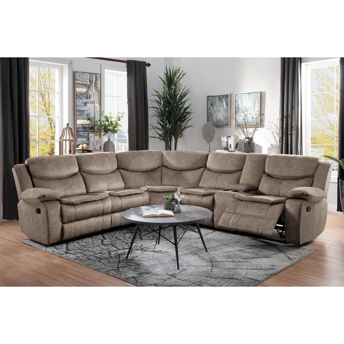 Homelegance Bastrop Reclining Leather Look 3 pc Sectional 8230FBR*SC IMAGE 6