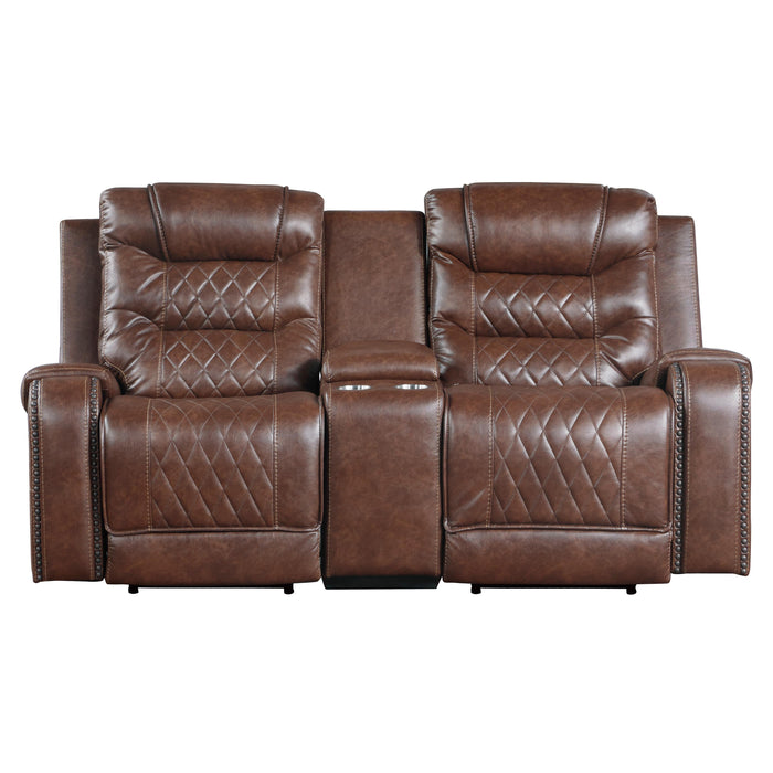 Homelegance Putnam Power Reclining Fabric Loveseat 9405BR-2PW IMAGE 1