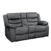 Homelegance Discus Reclining Fabric Loveseat 9526GY-2 IMAGE 2