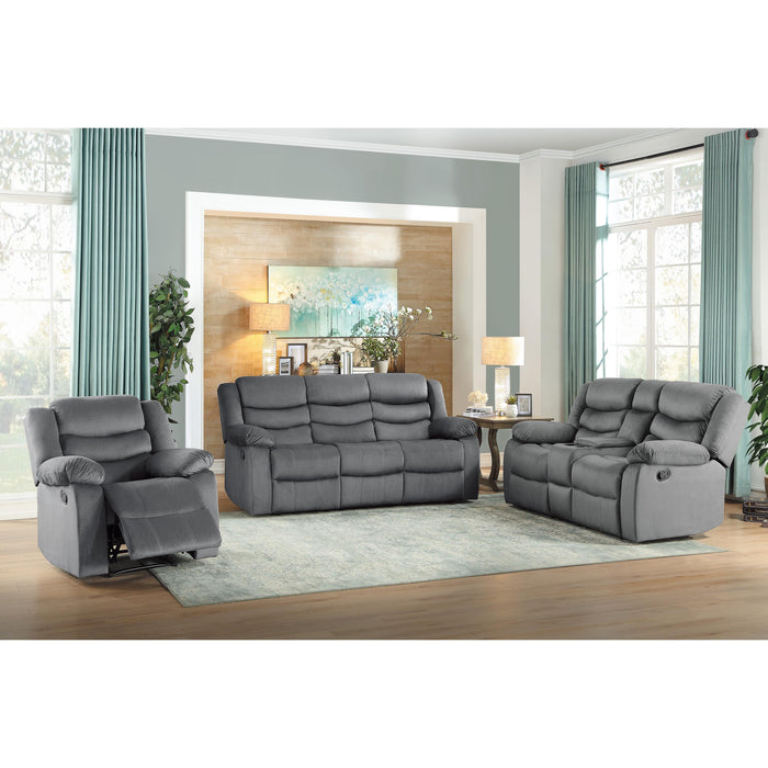 Homelegance Discus Reclining Fabric Loveseat 9526GY-2 IMAGE 6