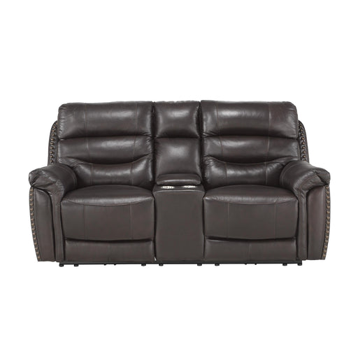 Homelegance Lance Power Reclining Leather Loveseat 9527BRW-2PWH IMAGE 1