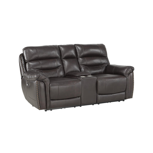 Homelegance Lance Power Reclining Leather Loveseat 9527BRW-2PWH IMAGE 2