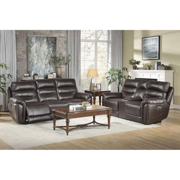 Homelegance Lance Power Reclining Leather Loveseat 9527BRW-2PWH IMAGE 5