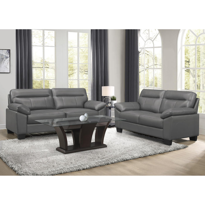 Homelegance Denizen Stationary Leather Loveseat 9537DGY-2 IMAGE 4