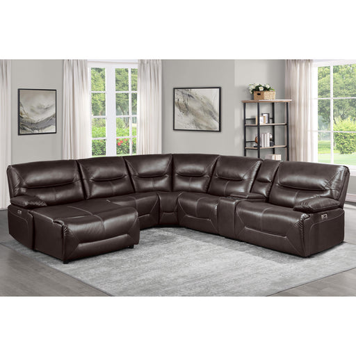 Homelegance Dyersburg Power Reclining Leather Look 6 pc Sectional 9579BRW*6LCRRPW IMAGE 2