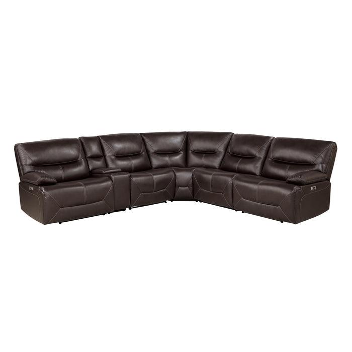 Homelegance Dyersburg Power Reclining Leather Look 6 pc Sectional 9579BRW*6LRRRPW IMAGE 1