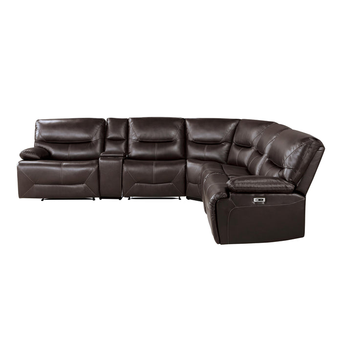 Homelegance Dyersburg Power Reclining Leather Look 6 pc Sectional 9579BRW*6LRRRPW IMAGE 2