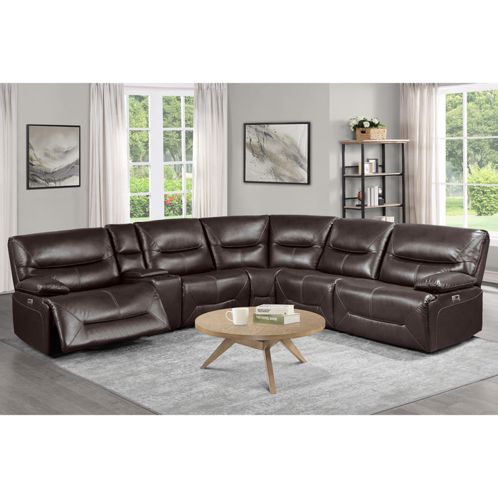 Homelegance Dyersburg Power Reclining Leather Look 6 pc Sectional 9579BRW*6LRRRPW IMAGE 4