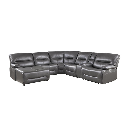 Homelegance Dyersburg Power Reclining Leather Look 6 pc Sectional 9579GRY*6LCRRPW IMAGE 1