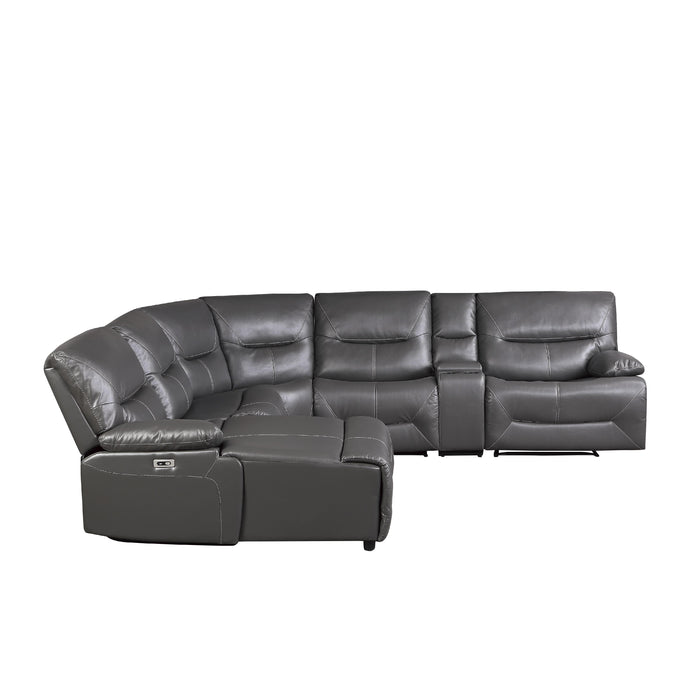 Homelegance Dyersburg Power Reclining Leather Look 6 pc Sectional 9579GRY*6LCRRPW IMAGE 2