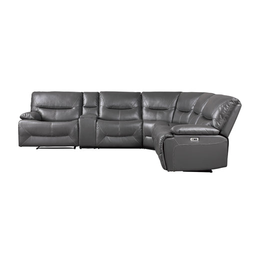 Homelegance Dyersburg Power Reclining Leather Look 6 pc Sectional 9579GRY*6LRRRPW IMAGE 2