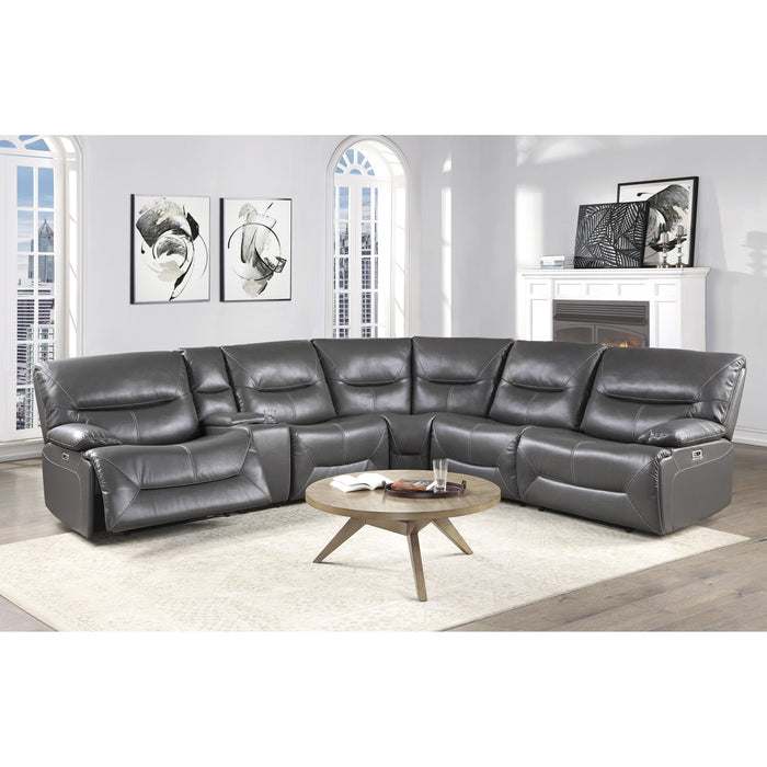 Homelegance Dyersburg Power Reclining Leather Look 6 pc Sectional 9579GRY*6LRRRPW IMAGE 5