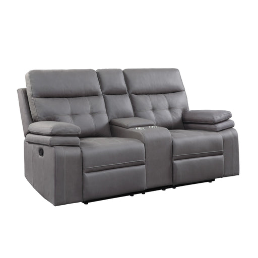 Homelegance Millington Reclining Leather Look Loveseat 9590GY-2 IMAGE 2