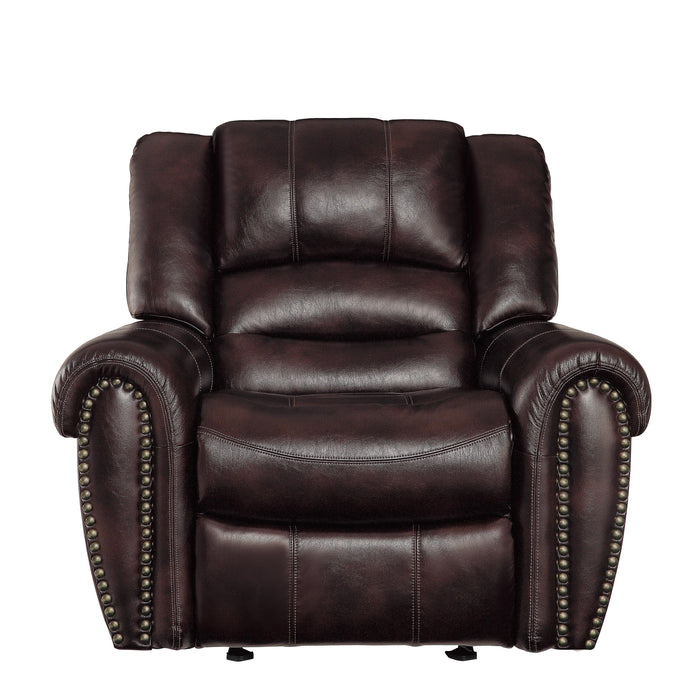 Homelegance Center Hills Glider Leather Look Recliner 9668NDB-1 IMAGE 1