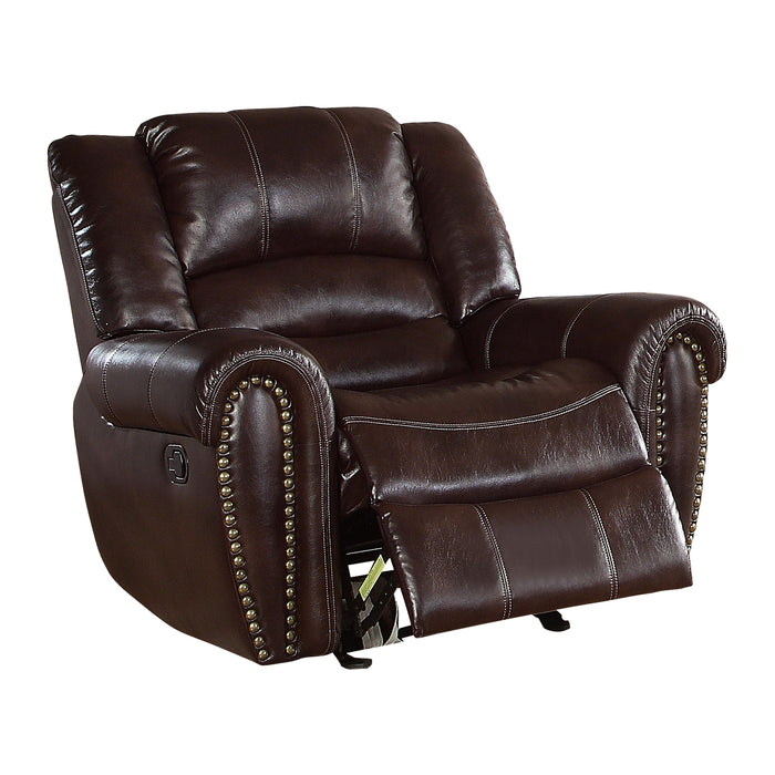 Homelegance Center Hills Glider Leather Look Recliner 9668NDB-1 IMAGE 2