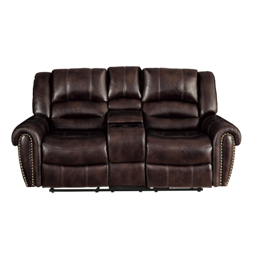 Homelegance Center Hills Reclining Leather Look Loveseat 9668NDB-2 IMAGE 1