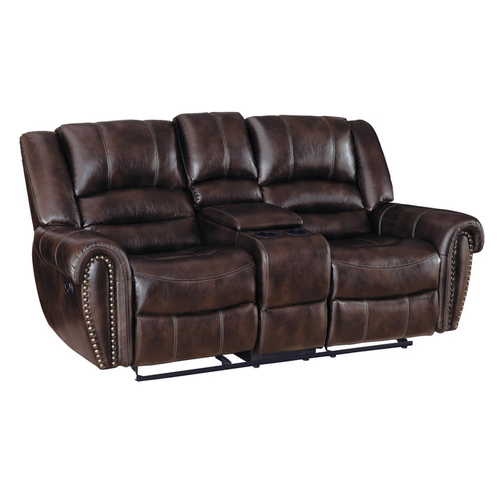 Homelegance Center Hills Reclining Leather Look Loveseat 9668NDB-2 IMAGE 2