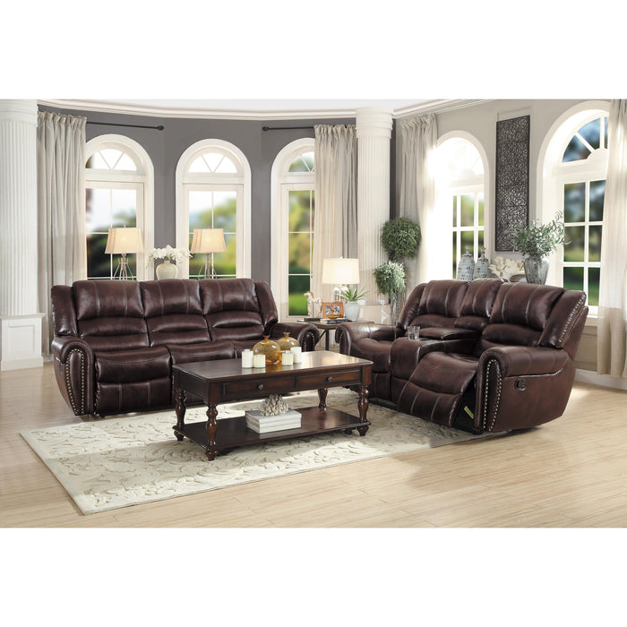 Homelegance Center Hills Reclining Leather Look Loveseat 9668NDB-2 IMAGE 6