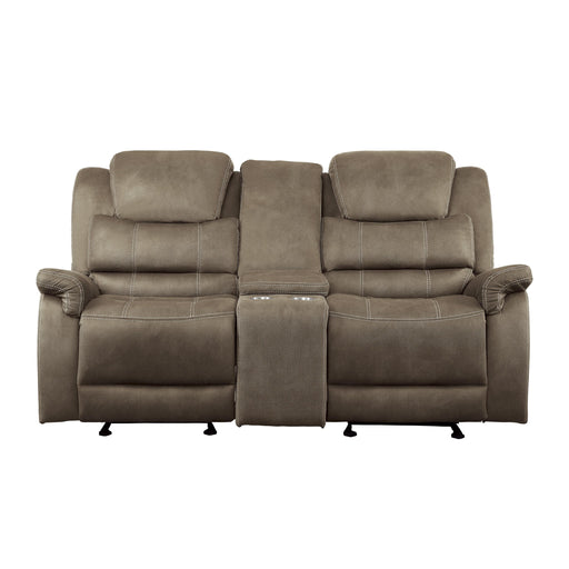 Homelegance Shola Reclining Fabric Loveseat 9848BR-2 IMAGE 1