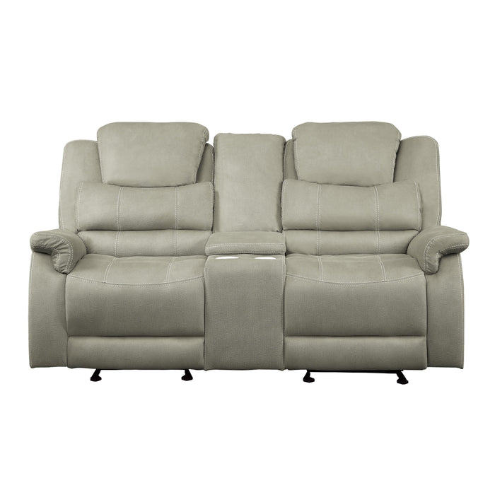 Homelegance Shola Reclining Fabric Loveseat 9848GY-2 IMAGE 1