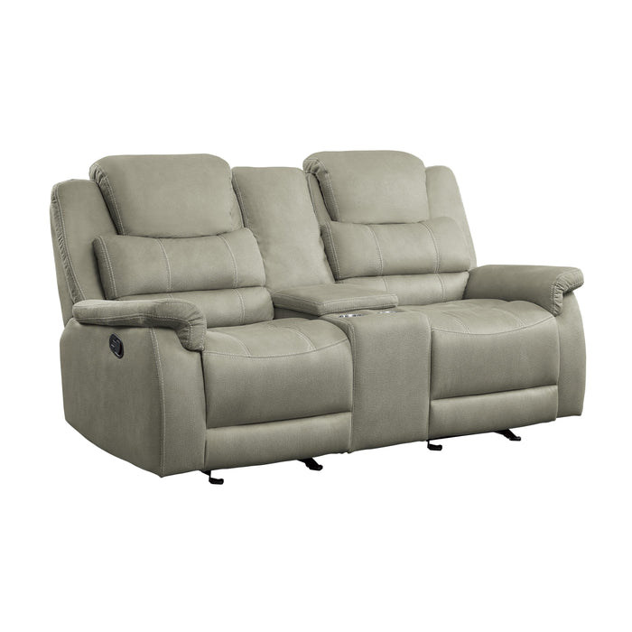 Homelegance Shola Reclining Fabric Loveseat 9848GY-2 IMAGE 2