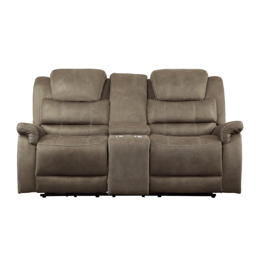 Homelegance Shola Power Reclining Fabric Loveseat 9848BR-2PWH IMAGE 1