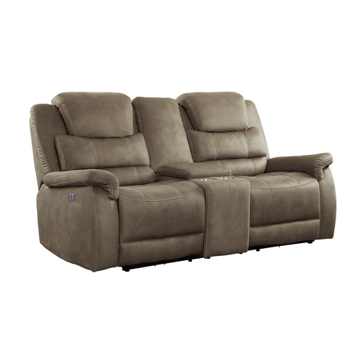 Homelegance Shola Power Reclining Fabric Loveseat 9848BR-2PWH IMAGE 2