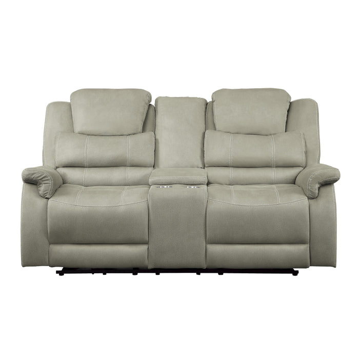 Homelegance Shola Power Reclining Fabric Loveseat 9848GY-2PWH IMAGE 1