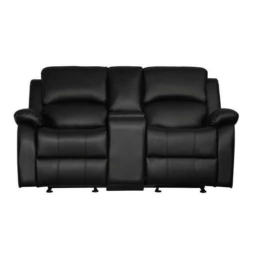 Homelegance Clarkdale Reclining Leather Look Loveseat 9928BLK-2 IMAGE 1