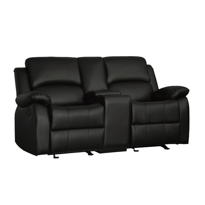 Homelegance Clarkdale Reclining Leather Look Loveseat 9928BLK-2 IMAGE 2